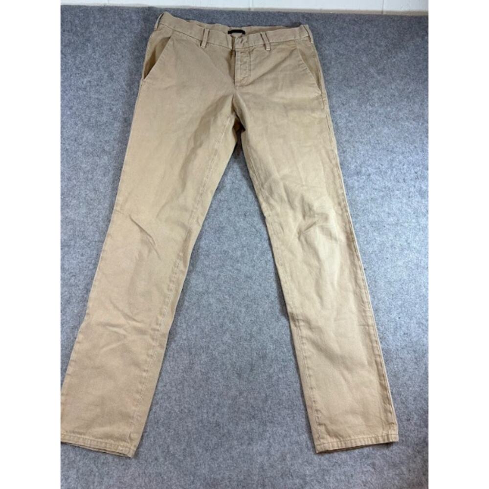 Prada Tight Fit Chino Pants Mens 31 Khaki Button Fly Slim Straight Luxury Preppy